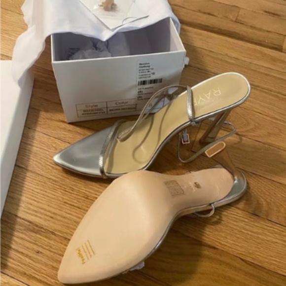 Raye Shoes Pumps Moxxi Heel Silver Metallic Size 8 - Picture 7 of 8
